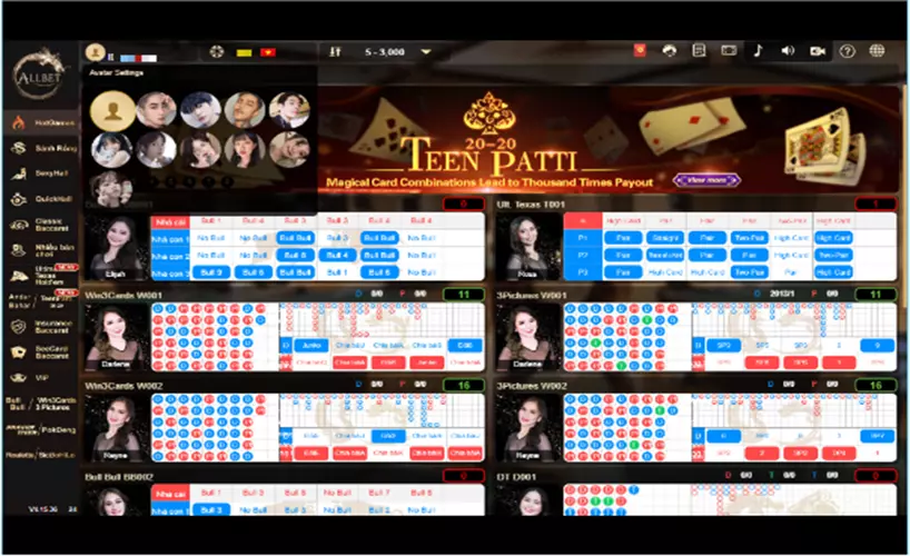 Giao diện sảnh trang chủ AllBet gaming 