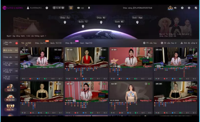 Giao diện sảnh trang chủ DB live casino tại nhà cái RG