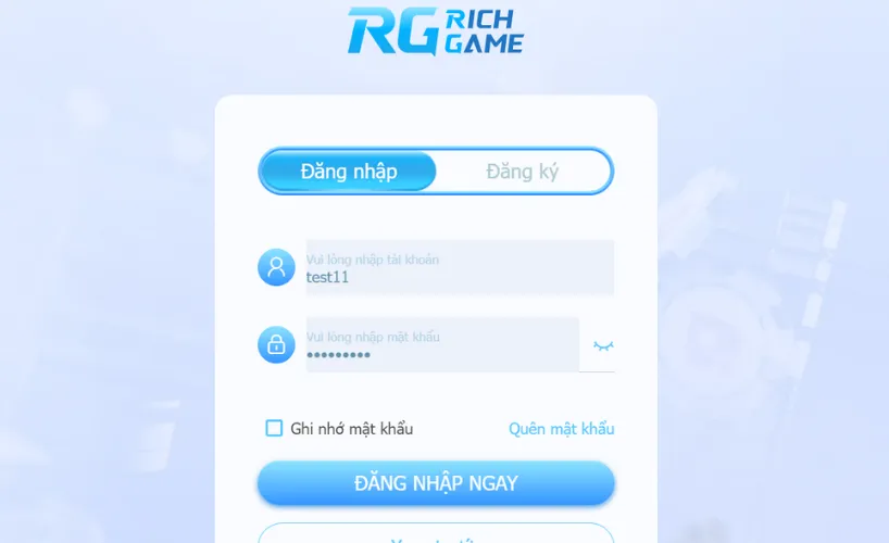 đăng nhập RG